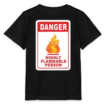 Gefahr Leicht entzündliche Person - Stanley/Stella Kinder T-Shirt MINI CREATOR  - Schwarz - Vorne - Mikhail (115cm)