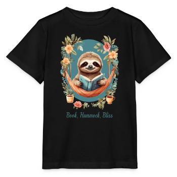 Livre, Hamac, Félicité - T-shirt bio MINI CREATOR Stanley/Stella Enfant - noir - Devant - Mikhail (115cm)