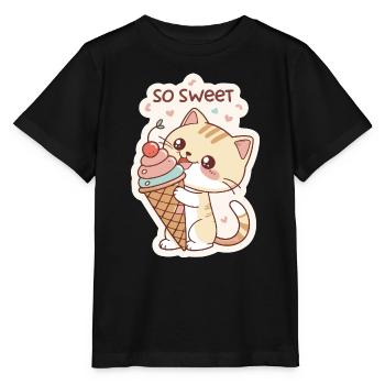 Gourmet-Katze und Pastellkegel - Stanley/Stella Kinder T-Shirt MINI CREATOR  - Schwarz - Vorne - Mikhail (115cm)