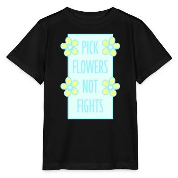 Cueillez des fleurs, pas des disputes, fleurs Paix Logo drôle - T-shirt bio MINI CREATOR Stanley/Stella Enfant - noir - Devant - Mikhail (115cm)