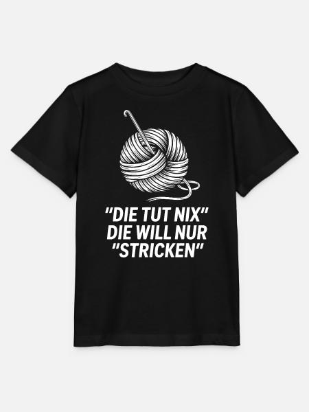 Die will nur stricken – Spruchmotiv - Stanley/Stella Kinder T-Shirt MINI CREATOR  - Schwarz