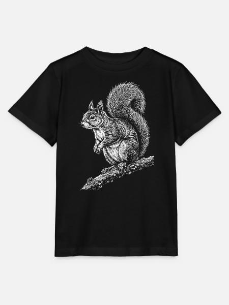 Eichhörnchen-Silhouette auf dem Ast - Stanley/Stella Kinder T-Shirt MINI CREATOR  - Schwarz