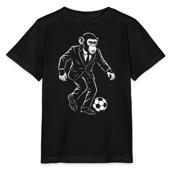 Eleganter Affe spielt Fußball - Stanley/Stella Kinder T-Shirt MINI CREATOR  - Schwarz - Vorne - Mikhail (115cm)