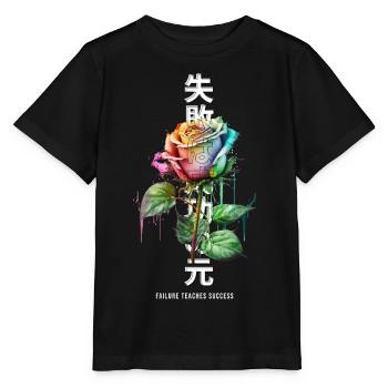 Failure Teaches Success Rainbow Rose - Stanley/Stella Kinder T-Shirt MINI CREATOR  - Schwarz - Vorne - Mikhail (115cm)