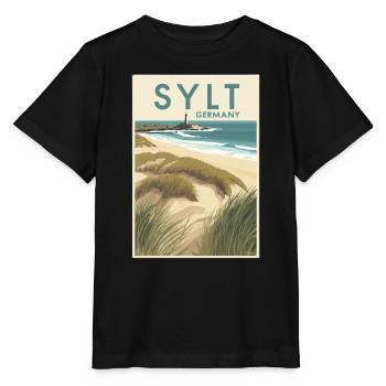 Sylt Germany | Vintage Beach Travel Poster - Stanley/Stella Kinder T-Shirt MINI CREATOR  - Schwarz - Vorne - Mikhail (115cm)