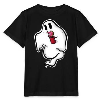 Ghost with donut and cup - Stanley/Stella MINI CREATOR Kids’ T-Shirt - black - Front - Mikhail (115cm)