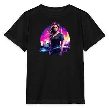 Eine Frau und ihr Auto erobern die Stadt - Stanley/Stella Kinder T-Shirt MINI CREATOR  - Schwarz - Vorne - Mikhail (115cm)