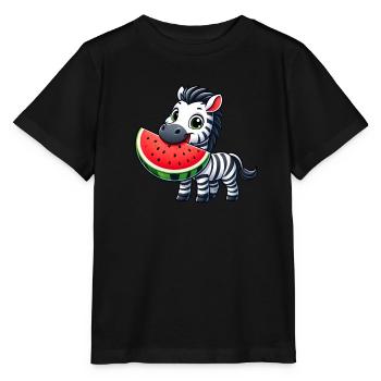 Zebra Melon Watermelon Fruit Fruity - Stanley/Stella MINI CREATOR Kids’ T-Shirt - black - Front - Mikhail (115cm)