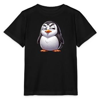 Skeptical Naughty Penguin Cartoon - Stanley/Stella MINI CREATOR Kids’ T-Shirt - black - Front - Mikhail (115cm)