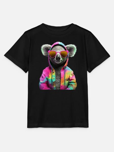 Koala mit Sonnenbrille Bunt Coole Koalabär - Stanley/Stella Kinder T-Shirt MINI CREATOR - Schwarz