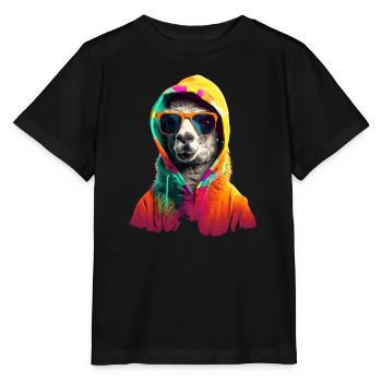 Lama avec lunettes de soleil Lama coloré en Alpaga frais - T-shirt bio MINI CREATOR Stanley/Stella Enfant - noir - Devant - Mikhail (115cm)