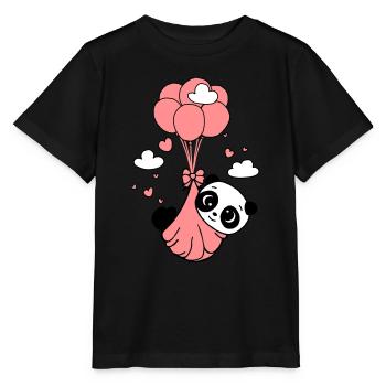 Panda cub in the clouds - Stanley/Stella MINI CREATOR Kids’ T-Shirt - black - Front - Mikhail (115cm)