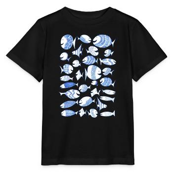 Naughty Fish, Banc De Poissons, Mer, Vacances, Coolie - T-shirt bio MINI CREATOR Stanley/Stella Enfant - noir - Devant - Mikhail (115cm)