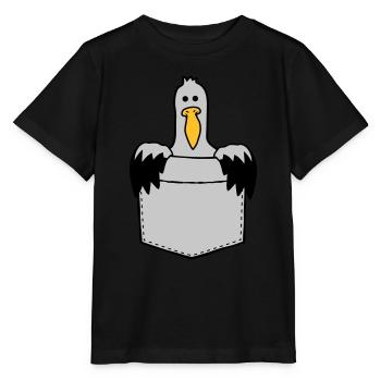 Brusttasche Möwe Unterwegs mitnehmen - Stanley/Stella Kinder T-Shirt MINI CREATOR  - Schwarz - Vorne - Mikhail (115cm)