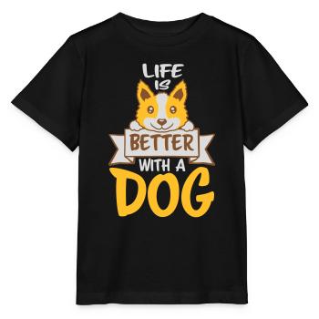 better with a dog - Stanley/Stella MINI CREATOR Kids’ T-Shirt - black - Front - Mikhail (115cm)