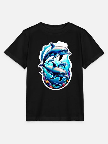 Delfin & Ozean - Stanley/Stella Kinder T-Shirt MINI CREATOR - Schwarz