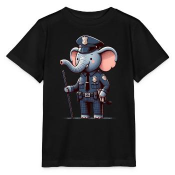 Cute Elephant Police Officer - Stanley/Stella Kinder T-Shirt MINI CREATOR  - Schwarz - Vorne - Mikhail (115cm)
