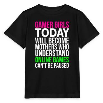 Online Games Funny Gamer Girls T-shirt - Stanley/Stella MINI CREATOR Kids’ T-Shirt - black - Front - Mikhail (115cm)