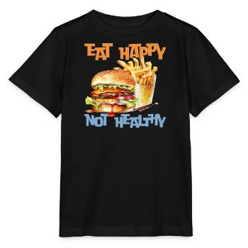 Glücklich essen, nicht gesund - Stanley/Stella Kinder T-Shirt MINI CREATOR  - Schwarz - Vorne - Mikhail (115cm)