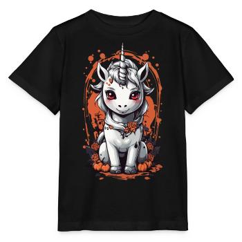 Licorne vampire fantomatique - Halloween Design - T-shirt bio MINI CREATOR Stanley/Stella Enfant - noir - Devant - Mikhail (115cm)