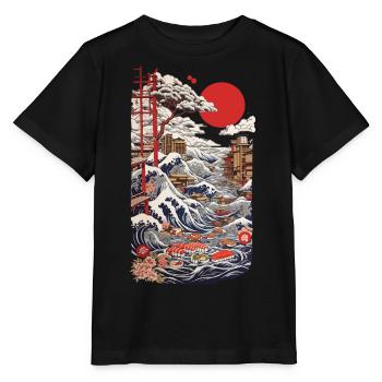 Retro Ukiyo-E Sushi mit Kirschblüten Otaku Kunst - Stanley/Stella Kinder T-Shirt MINI CREATOR  - Schwarz - Vorne - Mikhail (115cm)