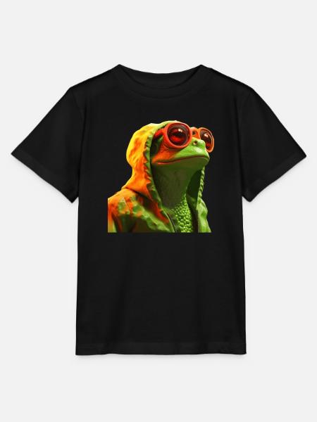 Frosch mit Sonnenbrille Bunt Coole Frösche - Stanley/Stella Kinder T-Shirt MINI CREATOR  - Schwarz