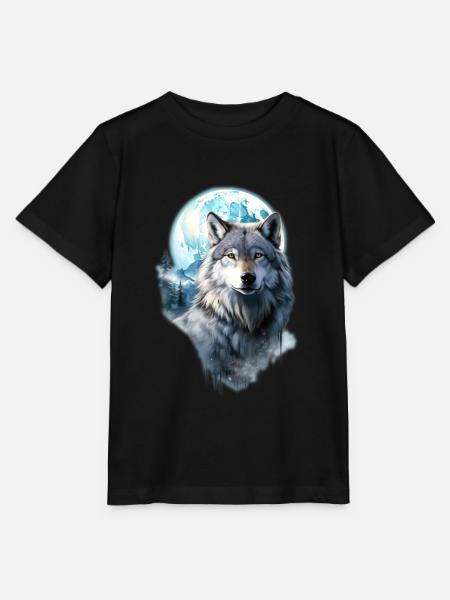 Wolf Mond Wald - Stanley/Stella Kinder T-Shirt MINI CREATOR - Schwarz