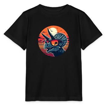 Triceratops Dinosaurier Chillen am Strand - Stanley/Stella Kinder T-Shirt MINI CREATOR  - Schwarz - Vorne - Mikhail (115cm)