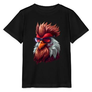 crazy Chicken mit Sonnenbrille - Stanley/Stella Kinder T-Shirt MINI CREATOR  - Schwarz - Vorne - Mikhail (115cm)