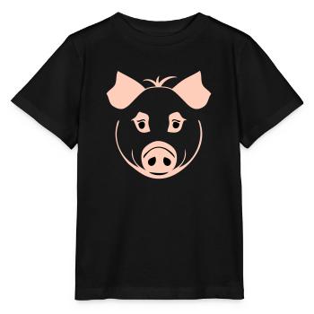 Pig in comic style - Stanley/Stella MINI CREATOR Kids’ T-Shirt - black - Front - Mikhail (115cm)