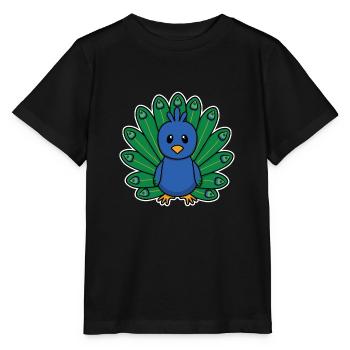 Süßes Tier Baby Vogel Pfau Pfauenvogel - Stanley/Stella Kinder T-Shirt MINI CREATOR  - Schwarz - Vorne - Mikhail (115cm)