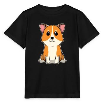 Süßes Tier Baby Hunde Welpe Corgi - Stanley/Stella Kinder T-Shirt MINI CREATOR  - Schwarz - Vorne - Mikhail (115cm)