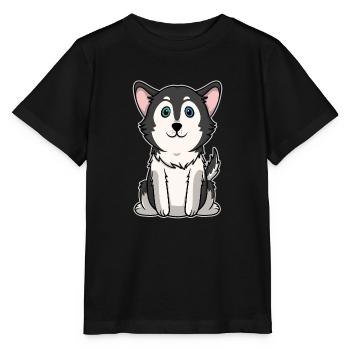 Süßes Tier Baby Hunde Welpe Siberischer Husky - Stanley/Stella Kinder T-Shirt MINI CREATOR  - Schwarz - Vorne - Mikhail (115cm)