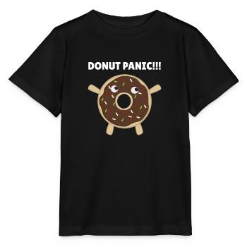 Donut Panic - lustiges Wortspiel mit Donuts - Stanley/Stella Kinder T-Shirt MINI CREATOR  - Schwarz - Vorne - Mikhail (115cm)
