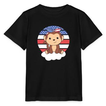 Affe für den vierten Juli amerika Flagge USA - Stanley/Stella Kinder T-Shirt MINI CREATOR  - Schwarz - Vorne - Mikhail (115cm)