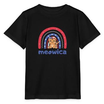 Katze für den vierten Juli USA Regenbogen Meowica - Stanley/Stella Kinder T-Shirt MINI CREATOR  - Schwarz - Vorne - Mikhail (115cm)