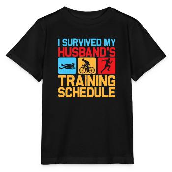 J’ai survécu au programme d’entraînement de mon mari Tri Tri - T-shirt bio MINI CREATOR Stanley/Stella Enfant - noir - Devant - Mikhail (115cm)