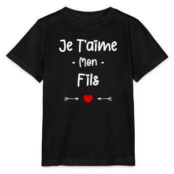 Je t'aime mon Fils - T-shirt bio MINI CREATOR Stanley/Stella Enfant - noir - Devant - Mikhail (115cm)