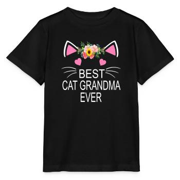 Best Cat Grandma Ever Mother s Day Funny Cat - Stanley/Stella MINI CREATOR Kids’ T-Shirt - black - Front - Mikhail (115cm)