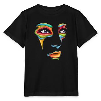 Beautiful female paint art Face colorful woman - Stanley/Stella MINI CREATOR Kids’ T-Shirt - black - Front - Mikhail (115cm)