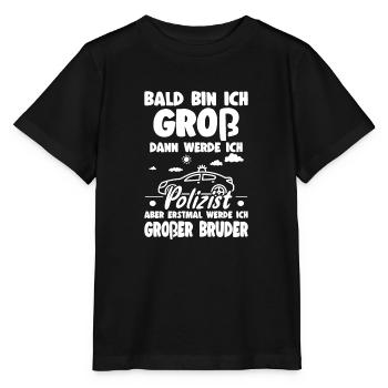 Je vais être un grand frère policier - T-shirt bio MINI CREATOR Stanley/Stella Enfant - noir - Devant - Mikhail (115cm)