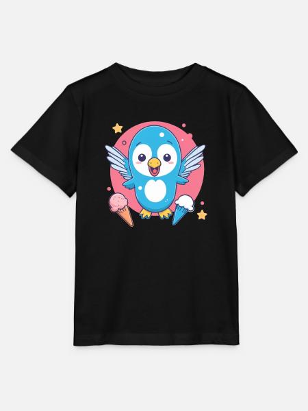 Vogel liebt Eis - Stanley/Stella Kinder T-Shirt MINI CREATOR - Schwarz