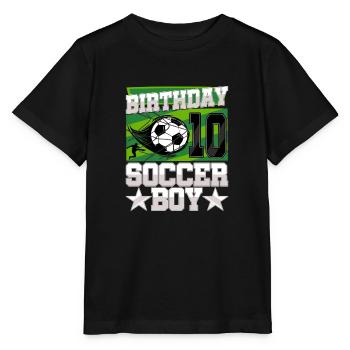 10th birthday Boy Soccer 10 Years Old Gifts - Stanley/Stella MINI CREATOR Kids’ T-Shirt - black - Front - Mikhail (115cm)