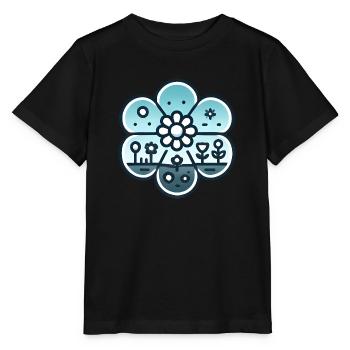 Blumenwiese blaugrün - Stanley/Stella Kinder T-Shirt MINI CREATOR  - Schwarz - Vorne - Mikhail (115cm)