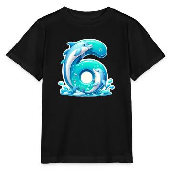 Children's Design – Dolphin and Numbers Fun - Stanley/Stella MINI CREATOR Kids’ T-Shirt - black - Front - Mikhail (115cm)