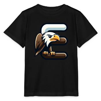 Majestic eagle with letter E - Stanley/Stella MINI CREATOR Kids’ T-Shirt - black - Front - Mikhail (115cm)