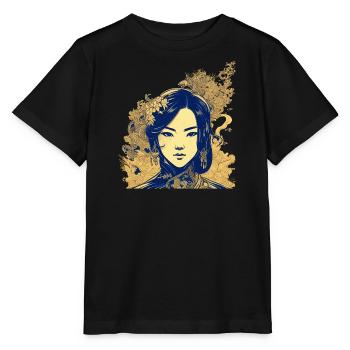 Vietnamese heroine in manga style - Stanley/Stella MINI CREATOR Kids’ T-Shirt - black - Front - Mikhail (115cm)
