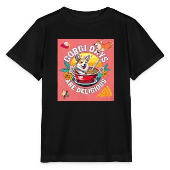 Corgi Days are delicious - Stanley/Stella Kinder T-Shirt MINI CREATOR  - Schwarz - Vorne - Mikhail (115cm)