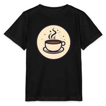 Café fumant - Art minimaliste - T-shirt bio MINI CREATOR Stanley/Stella Enfant - noir - Devant - Mikhail (115cm)