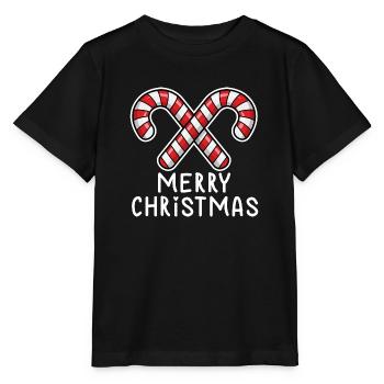Candy Canes - Merry Christmas - Stanley/Stella MINI CREATOR Kids’ T-Shirt - black - Front - Mikhail (115cm)